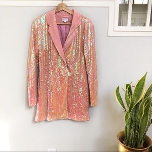 Song of Style Opaline Peach Sequin Blazer Coat S